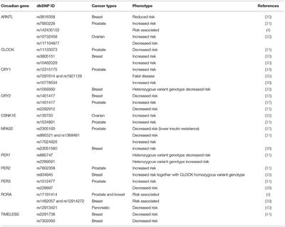 An Overview of the Polymorphisms of Circadian Genes Associated With Endocrine Cancer